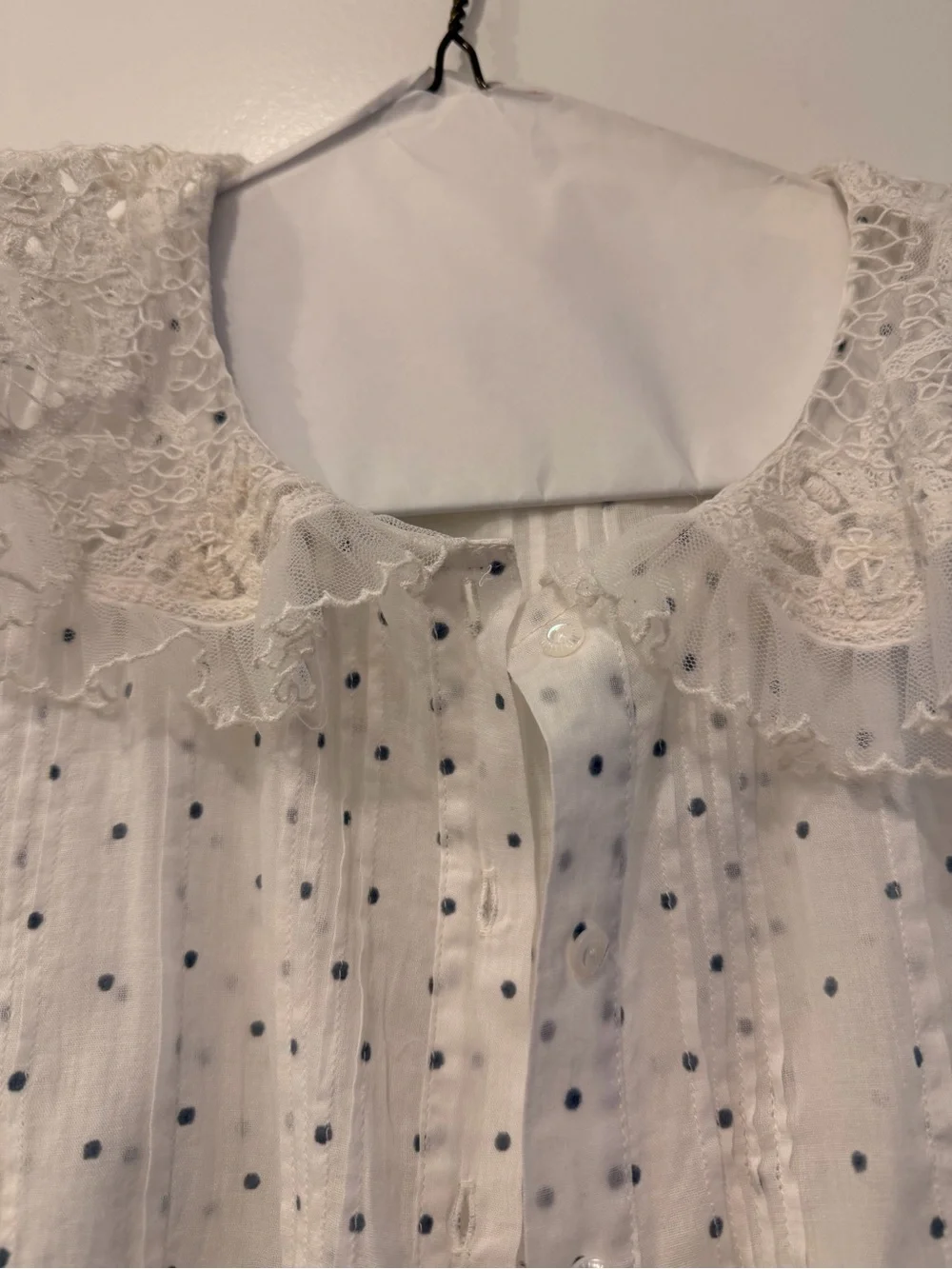 Doen Dainty White top Lace Collar Puff Sleeve Blouse